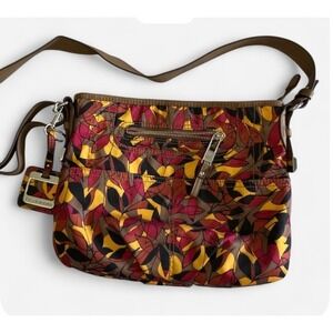 Tyler Rodan Crossbody Bag Multicolor Leaf Print Nylon‎ Adjustable Womens Medium